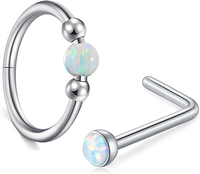 20G Cincin Hidung Studs 316L Baja Tahan Karat Bedah Bentuk L Tulang Zirkonia Kubik Hati Corkscrew Perhiasan Tindik Hidung