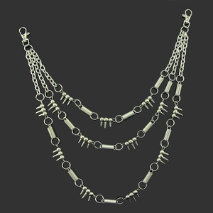 Hot Selling Personalized Simple Men's Geometric Pants <b>Chain</b> Multi Layer Alloy Silver Plated <b>Waist</b> Hanging <b>Chain</b> Trendy Jewelry - Product Image 1