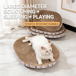 Large Durable Thickened Corrugated Paper Round/Oval Cat <strong>Scratcher</strong> No Debris No Mess Wear-Resistant Cat Scratch Pad - Product Image 4