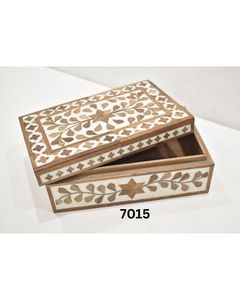 Handcrafted Floral Inlay Wooden Resin Storage <b>Box</b> with Lid Decorative Keepsake Organizer Available at Competitive Price - Product Image 6
