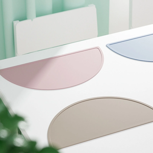 BPA Free Table Silicone <strong>Placemat</strong> for Baby Toddler Kids Dining Feeding, Half <strong>Circle</strong>, Non-slip and Dishwasher Safe - Product Image 1