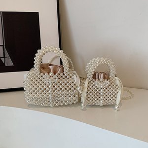 Sac à main de luxe fait main pour mariée, orné de perles, élégant pour femme, pochette de soirée, sac à bandoulière, sac fourre-tout - Product Image 3
