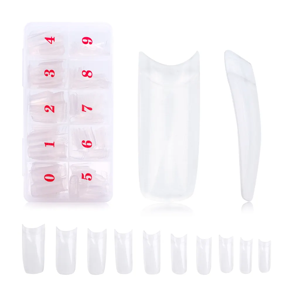 Hot Selling 500 PCS/Box Lot Transparent Customized Design Clear Color French Nail Tips Half Cover Full Cover For Salon Nail Art