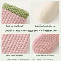Chaussettes de yoga antidérapantes en coton pour femmes, design gratuit, côtelées, pour Pilates et Barre, avec bord contrastant
