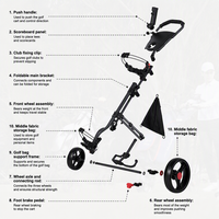 Chariot de golf pliable en aluminium léger et durable de qualité supérieure avec 3 roues, capacité de charge de 25 kg pour un transport facile des sacs de golf sur le parcours