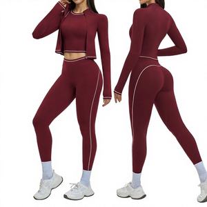 Set Yoga da Donna Yoke Tre Pezzi con Reggiseno, Design Color Block, Antipiega, Traspirante, in Spandex/Nylon, Vestibilità Slim per <span class=keywords><strong>Sport</strong></span> all'Aperto - Product Image 1