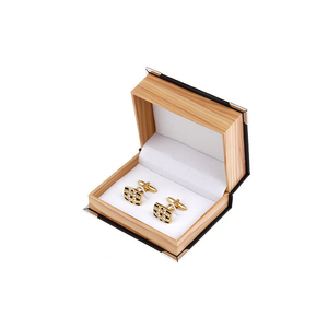 Cao cấp sang trọng hạt gỗ giấy + PU Da đồ trang sức Khuy măng sét Stud đặt hộp thanh lịch Khuy măng sét hiển thị trường hợp gói đồ trang sức - Product Image 6