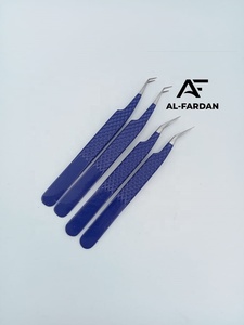 Vespa Blue Color Tweezers For Eyelash Extension Stainless Steel 45 Degree Pointed Fiber Tip Diamond Grip Lash Volume Tweezer - Product Image 6