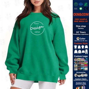 Felpa Oversize in Cotone 350 GSM con Ricamo, Collo Tondo, Stile Francese, con Strass per Donna - Product Image 1