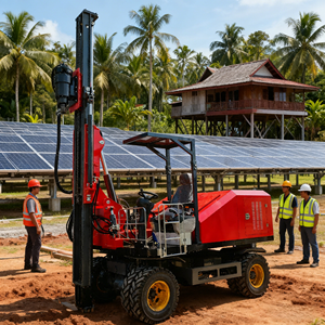 Nuovo Tipo di Battipalo Solare su Ruote, Utilizzato per Costruzioni di Grandi Impianti Fotovoltaici (PV) e Recinzioni Agricole - Product Image 1