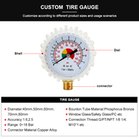 Manómetro de Presión de Aire de 0-16 bar con Cubierta Protectora de Goma y Conector de Latón para Compresor de Aire, Inflador de Neumáticos de Coche, Herramientas Neumáticas
