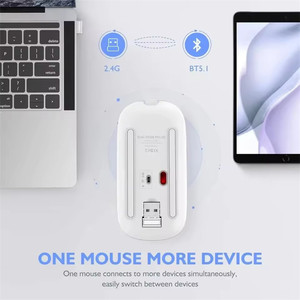 <span class=keywords><strong>Souris</strong></span> optique ultra-mince rechargeable avec rétroéclairage LED RVB 1600 DPI, 4D, sans fil 2,4 GHz pour ordinateur portable/PC, interface USB <span class=keywords><strong>Bluetooth</strong></span> 3D - Product Image 4