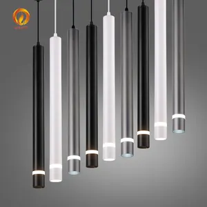 Moderne Led Hanglamp Aluminium Schorsing Verlichting Opknoping Cilinder Lampen Zwart Witte Buis Licht Pijp Minimalistische Luxe Verlichting