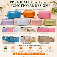Pochette cosmétique en PU métallisé brillant, trousse de maquillage personnalisable avec logo, organiseur de beauté de voyage, étui à fermeture éclair OEM ODM