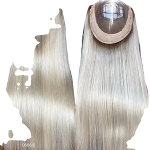 Mini Peluca de alta calidad, Topper de cabello humano ruso para mujer, cabello humano, Color Rubio, parte media, nudo Blanqueador - Product Image 1