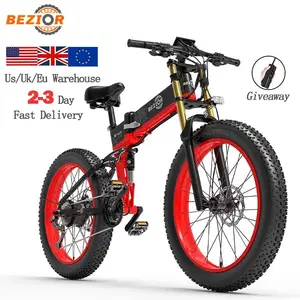 Bezior-Bicicleta eléctrica de montaña, bici de neumático ancho, con Motor de 48v, 500w y 1500w, modelo X Plus, almacén de Polonia