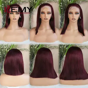 Kemy Wear Go SDD Human Hair Bob Wig 99J Virgin Raw Vietnamese Hair Lace Wig Double Drawn Glueless Wig Human Hair for Black Women