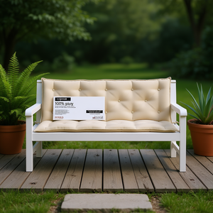 Cuscini per panca da giardino in tessuto Oxford beige, 100% poliestere, resistenti all'acqua, set di 2 accessori per panca da esterno. - Product Image 2