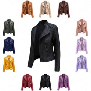 High Quality Autumn Short PU <b>Leather</b> Motorcycle <b>Jacket</b> Fashion Waterproof for Women - Product Image 1