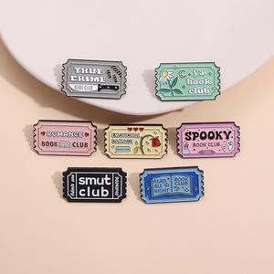 Livre Club émail broches personnalisé lire toute la nuit livre Club broches revers Badges Vintage timbre drôle bijoux cadeau pour enfants amis - Product Image 4