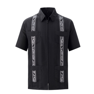 Camicie da Uomo Personalizzate OEM con Logo, Stile Indiano e Portoricano, Guayaberas con Zip Completa - Product Image 3