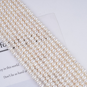Vente en gros de perles de culture d'eau douce naturelles de 5-6 mm, perles de couleur rose semi-finies, promotion pour collier et bracelet DIY - Product Image 5