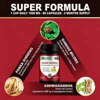 Capsules de Panax Ginseng 60 unités avec extrait de Ginkgo Biloba et Ashwagandha, capsules végétaliennes, complément alimentaire, OEM ODM, marque privée