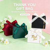 Boîte cadeau en gros dorée avec ruban pour cartes de remerciement, idéale pour les fêtes de mariage et les sacs cadeaux de festival