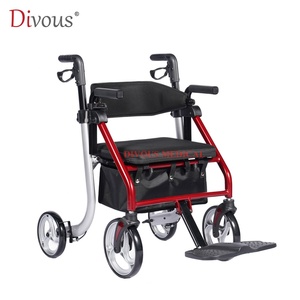 2025 New Arrival Ultralight Foldable Aluminum Alloy <b>Rollator</b> <b>Walker</b> Lightweight Folding Rolling With Seat Walking Aids - Product Image 5