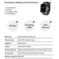 Nouvelle montre intelligente pour enfants 1,83 pouces Réseau 4G Appel vidéo Caméra WIFI Localisation LBS Carte SIM Montre intelligente pour enfants