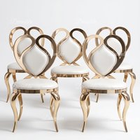 Chaise de salle à manger de luxe en acier inoxydable doré, design moderne, pour usage extérieur et hôtelier, personnalisable, pour événements, mariages, en cuir PU