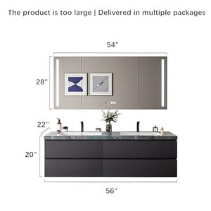 Unit kabinet kamar mandi tahan air <span class=keywords><strong>Vanity</strong></span> Floating inci Amerika Modern baru 2025 dengan meja rias untuk Hotel - Product Image 2