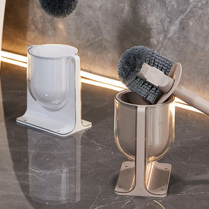 Toilet Brush Holder With Long Handle Easy To Clean Rectangular Base For Bathroom Use - Product Image 2