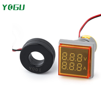 YOGU Ad101-22vam Voltmeter indikator LED 22mm, lampu Pilot indikator pengukur Ampere-voltase Meter tampilan Digital Voltmeter kuning bulat