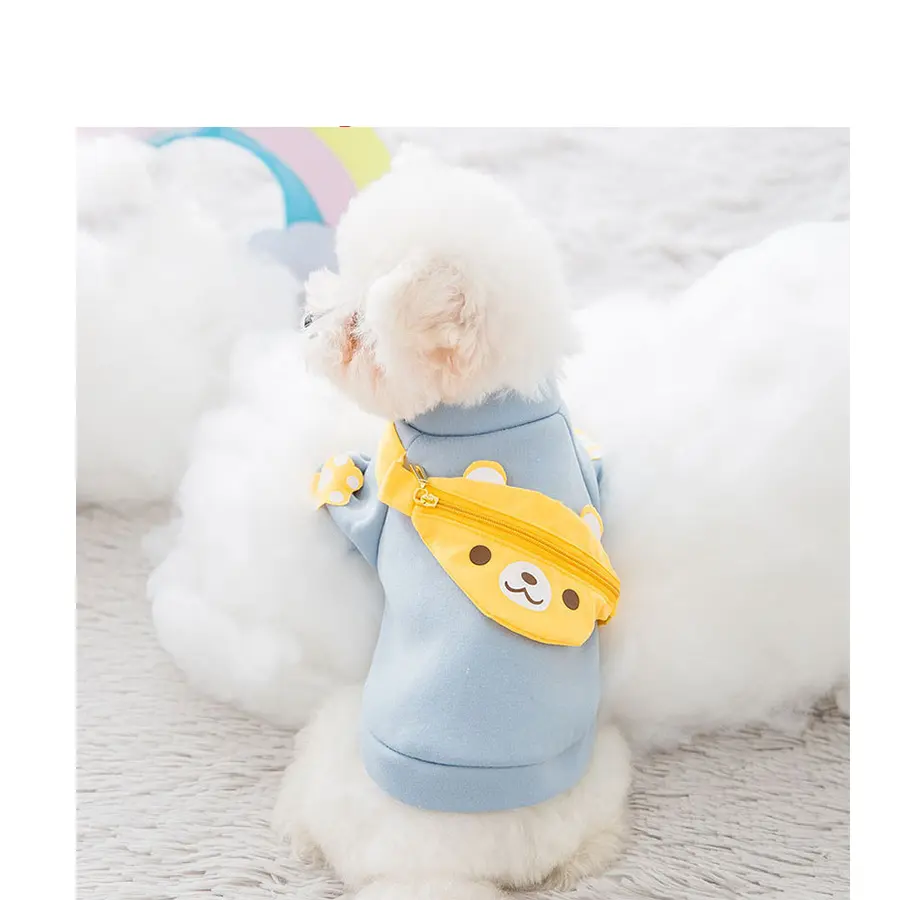 Pet supplies cute puppy kitten sweater autumn and winter cartoon backpack small and medium-sized puppy cat pet clothes