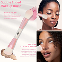 Ensemble de pinceaux de maquillage professionnels de luxe en fibres synthétiques vegan, 5 pièces, avec logo personnalisé, pour le visage et l'application de correcteur