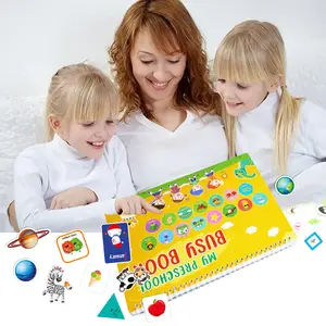 Carpeta de actividades para niños en edad preescolar, libro de aprendizaje educativo, etiqueta reutilizable, versión educativa, 11 temas