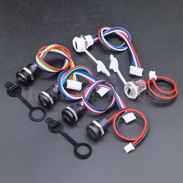 USB Type C Connector to JST PH 2.0 With Nut Lock Plate DC Socket Charging Cable 2/4/5/6Pin Waterproof Snap Lock USB-C Wire