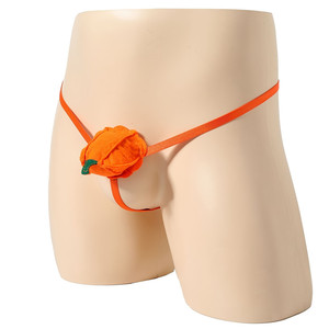 กางเกงในชายเซ็กซี่สีส้มลายฟักทองแบบ Thong เอวต่ำ อุปกรณ์เสริมสำหรับชุดฮาโลวีน - Product Image 1
