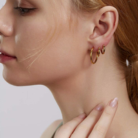 Arete – boucles d'oreilles huggie en acier inoxydable, plusieurs tailles, en or, grand cercle, bijoux tendance pour femmes, vente en gros