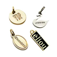 Colgante de oro con logotipo de diseño personalizado, etiquetas de joyería de metal, charms para pulsera de collar diy, barato, de alta calidad