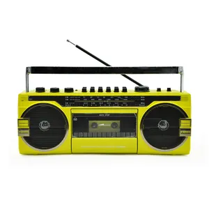 Cassette Radio Vintage Portable Jaune Grunding Usb/Tf Recorder avec batterie intégrée