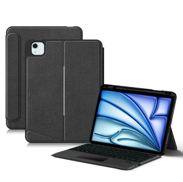 Magnetic Backlight USB Keyboard Protection Case with Pen Slot for iPad Air 13 M2 2024 New Split Keyboard Cover