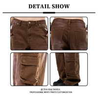 Pantalon cargo vintage personnalisé YUCE pour hommes, toile de coton lourde 450GSM, streetwear, usine OEM ODM