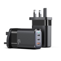 Chargeur mural USB pliable 65W GaN PD QC3.0 à charge ultra-rapide avec 2 ports Type-C et 1 port USB pour téléphones mobiles, directement de l'usine