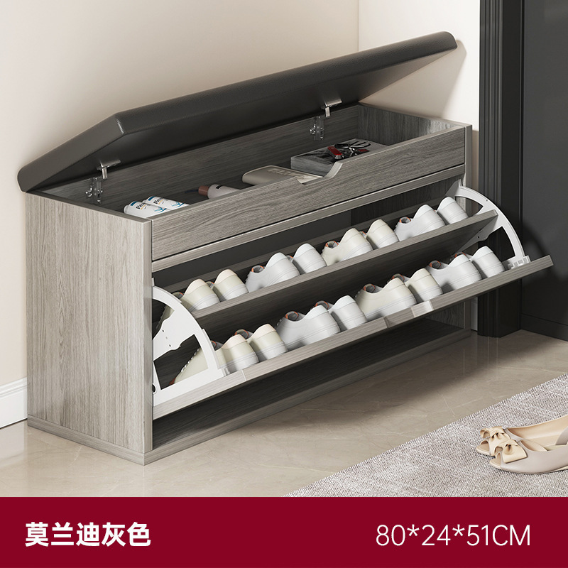 [Double-layer flip-top design] Morandi gray 80*24*51cm