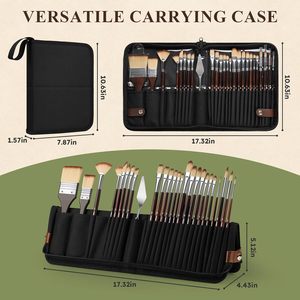 Ensemble de 26 pinceaux de peinture, pinceaux de <span class=keywords><strong>voyage</strong></span> pour <span class=keywords><strong>aquarelle</strong></span>, acrylique, <span class=keywords><strong>kit</strong></span> de pinceaux pour artiste, peinture à l'huile, peinture faciale - Product Image 4