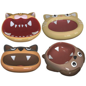 Großhandel Maßgefertigte Lustige Tier-Design Porzellan Niedliche Cartoon Großmaul-Hunde-Katzen-Kopf-Gesicht Futter-Wasser-Trockenfutter Fütterungs-Tierschüssel - Product Image 2