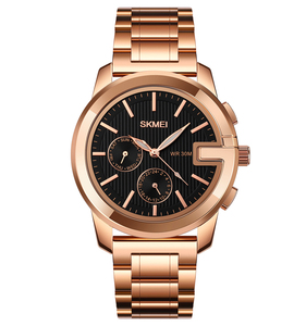 Reloj de pulsera analógico de banda de acero inoxidable de lujo para Hombres estilo de negocios SKMEI <span class=keywords><strong>1962</strong></span> relojes de oro impermeables 3ATM - Product Image 2