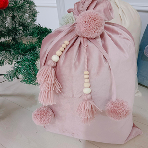 Borsa Regalo Natalizia per Sublimazione, Decorazione Natalizia <span class=keywords><strong>in</strong></span> Velluto Rosso e Bianco, Classica Borsa di Babbo Natale con Pon Pon - Product Image 4